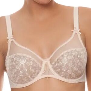 Empreinte Nikki embroidered daisy beige mesh underwire t shirt bra 36 C